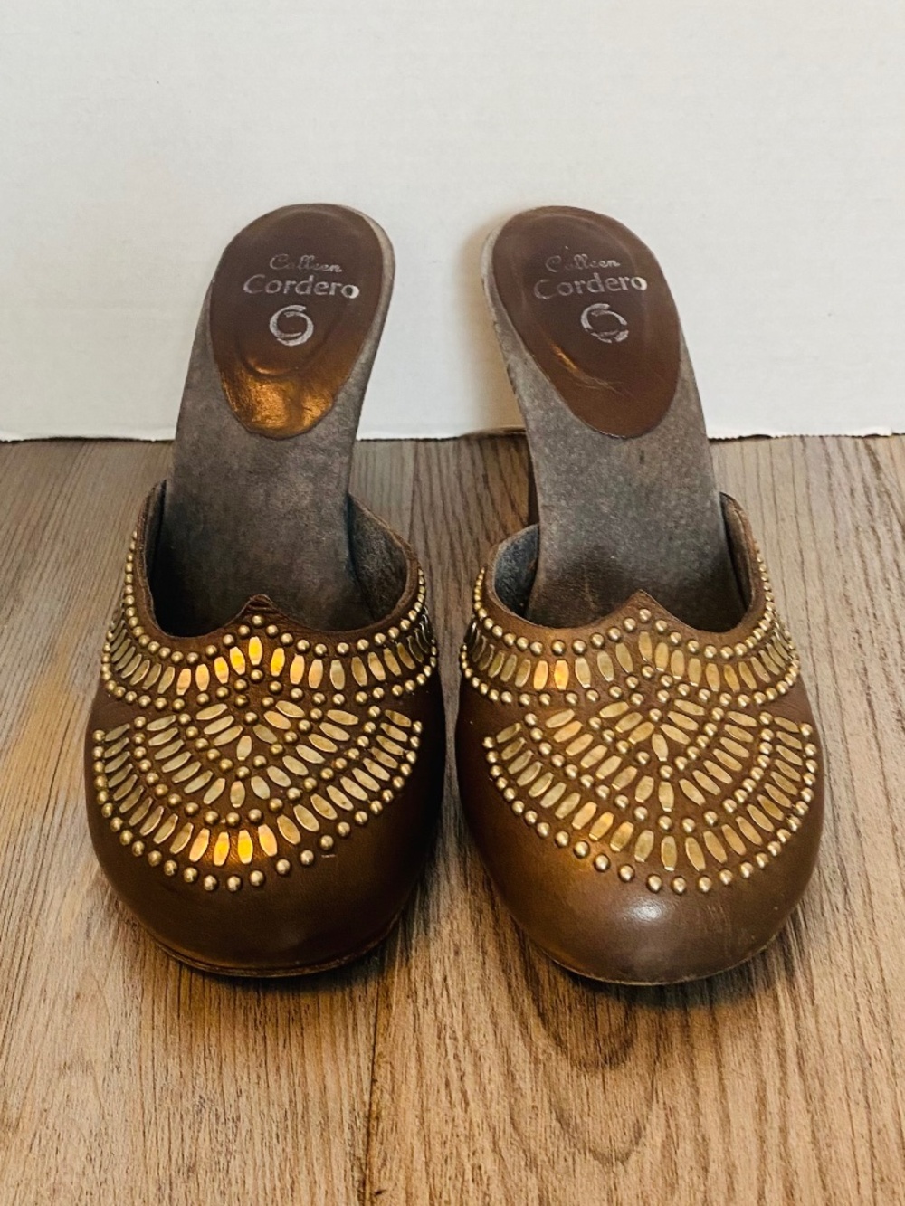 Calleen Cordero Womens Studded Leather Heeled Mules, 8.5.